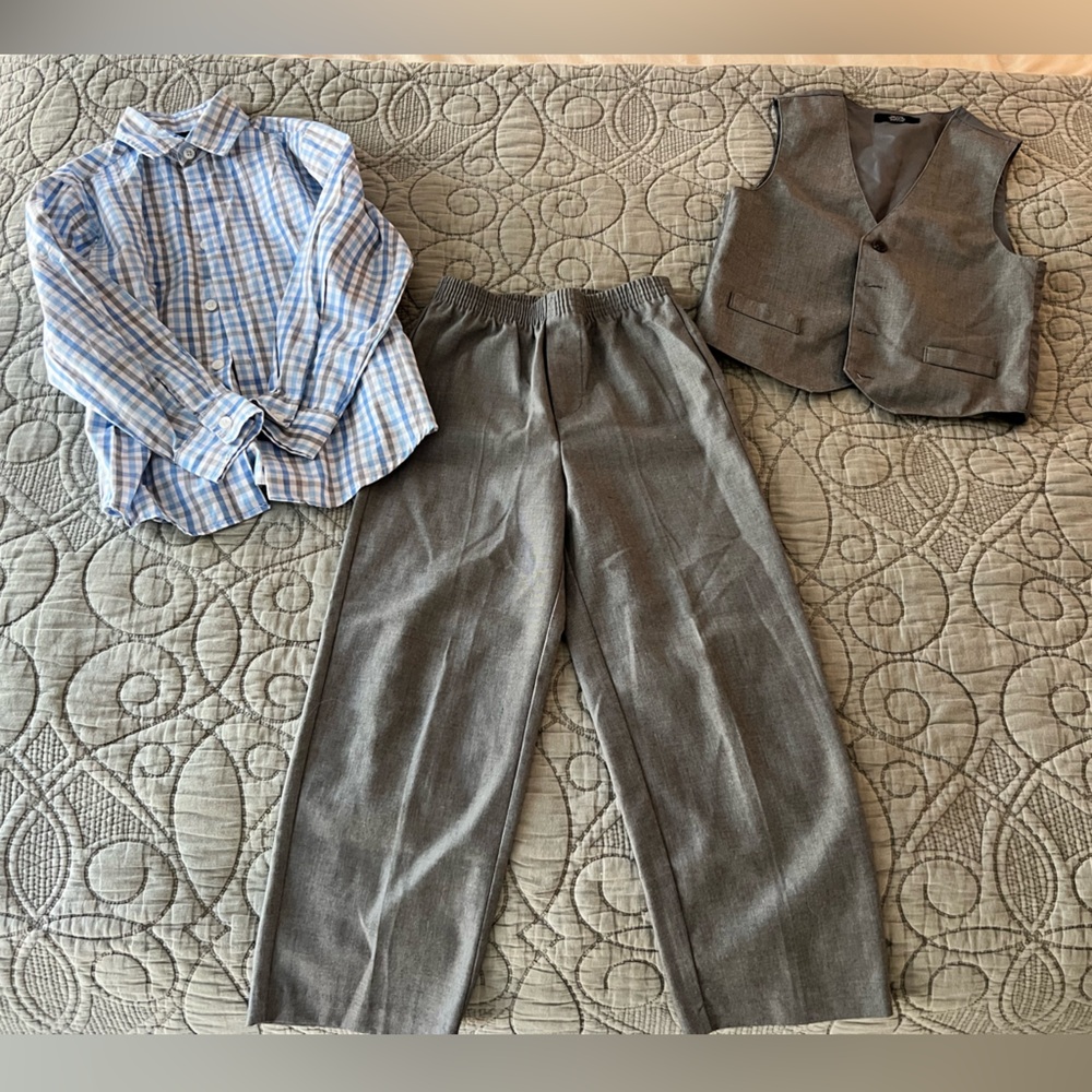 Nautica boys Formal Suit Set - Vest, Pants and Collared Dress Shirt